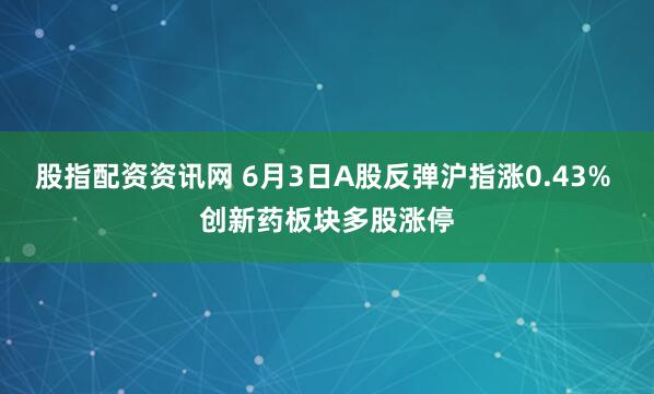 股指配资资讯网 6月3日A股反弹沪指涨0.43% 创新药板块多股涨停