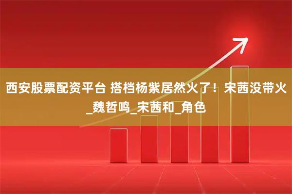 西安股票配资平台 搭档杨紫居然火了！宋茜没带火_魏哲鸣_宋茜和_角色